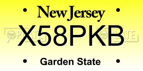 X58PKB New Jersey License Plate