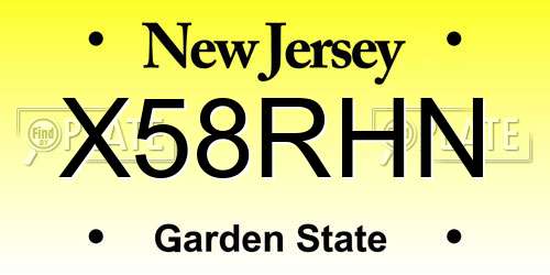 X58RHN New Jersey License Plate