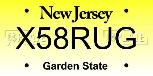 X58RUG New Jersey License Plate