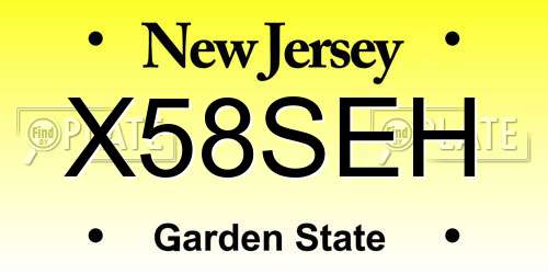 X58SEH New Jersey License Plate