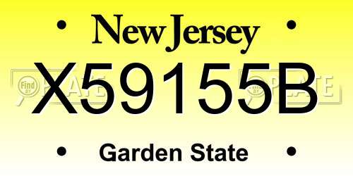 X59155B New Jersey License Plate