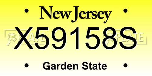X59158S New Jersey License Plate