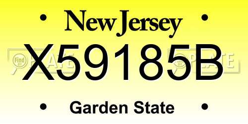 X59185B New Jersey License Plate