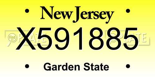 X591885 New Jersey License Plate
