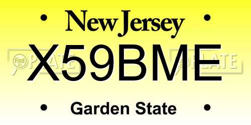 X59BME New Jersey License Plate