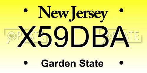 X59DBA New Jersey License Plate