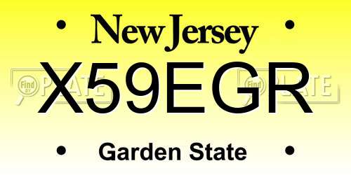 X59EGR New Jersey License Plate