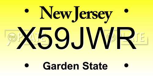 X59JWR New Jersey License Plate