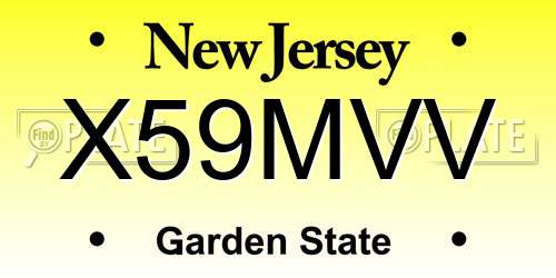 X59MVV New Jersey License Plate