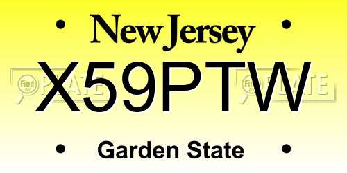 X59PTW New Jersey License Plate