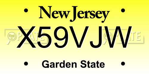 X59VJW New Jersey License Plate
