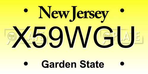 X59WGU New Jersey License Plate