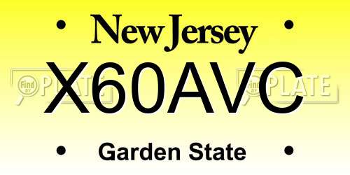 X60AVC New Jersey License Plate
