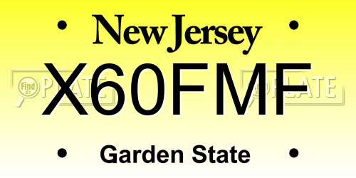 X60FMF New Jersey License Plate
