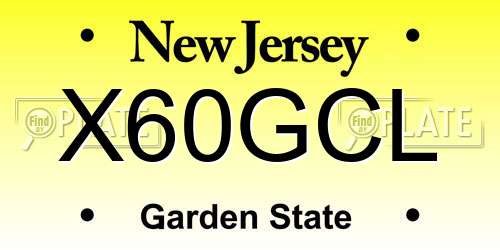 X60GCL New Jersey License Plate