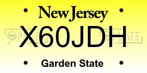 X60JDH New Jersey License Plate