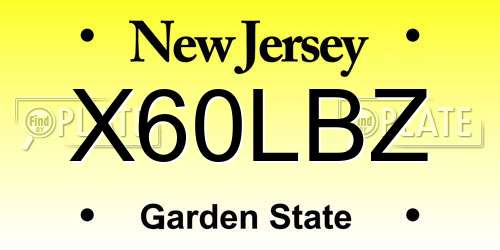 X60LBZ New Jersey License Plate