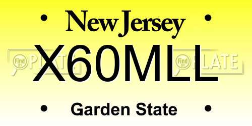 X60MLL New Jersey License Plate