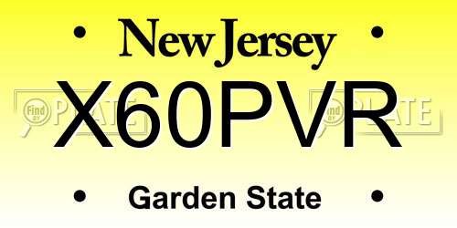 X60PVR New Jersey License Plate