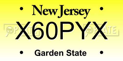 X60PYX New Jersey License Plate