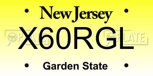 X60RGL New Jersey License Plate