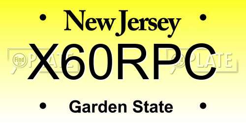X60RPC New Jersey License Plate