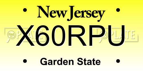 X60RPU New Jersey License Plate