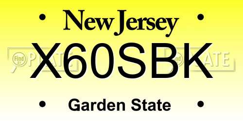 X60SBK New Jersey License Plate
