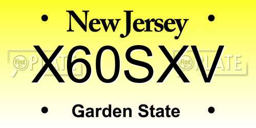 X60SXV New Jersey License Plate