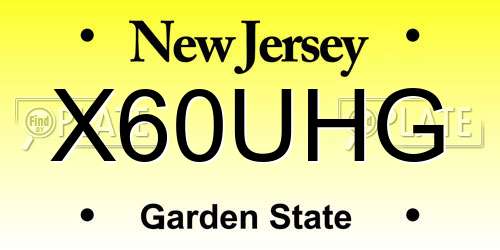 X60UHG New Jersey License Plate