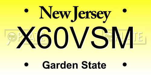 X60VSM New Jersey License Plate