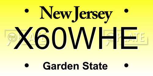 X60WHE New Jersey License Plate
