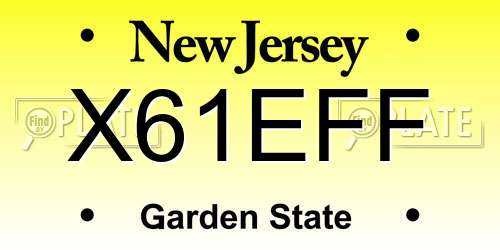 X61EFF New Jersey License Plate