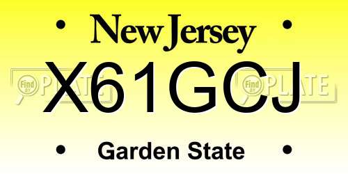 X61GCJ New Jersey License Plate
