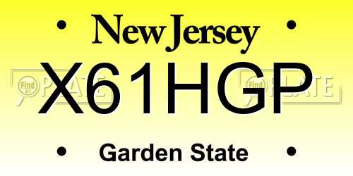 X61HGP New Jersey License Plate
