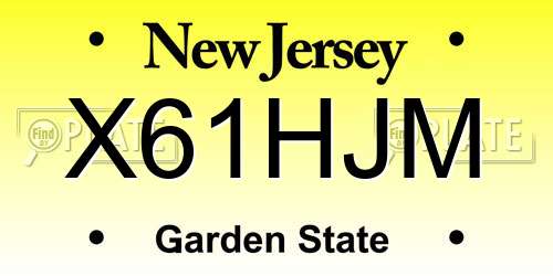 X61HJM New Jersey License Plate