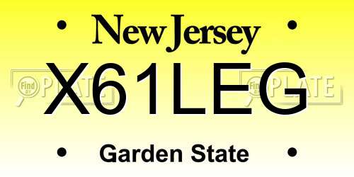 X61LEG New Jersey License Plate