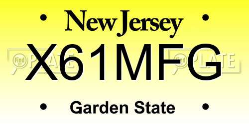 X61MFG New Jersey License Plate