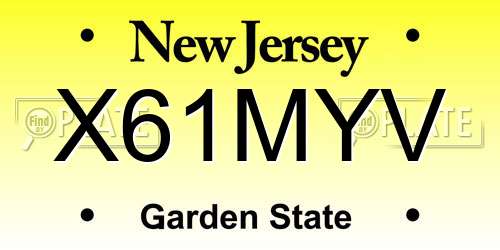 X61MYV New Jersey License Plate