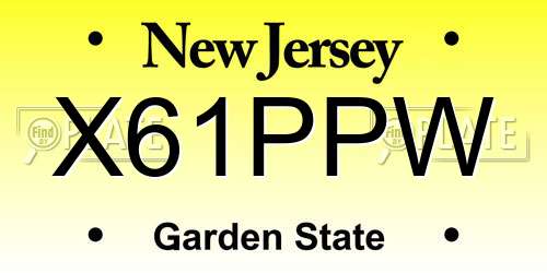 X61PPW New Jersey License Plate