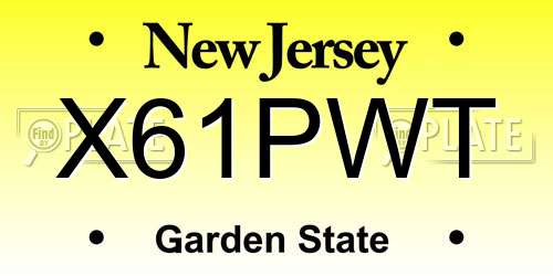 X61PWT New Jersey License Plate