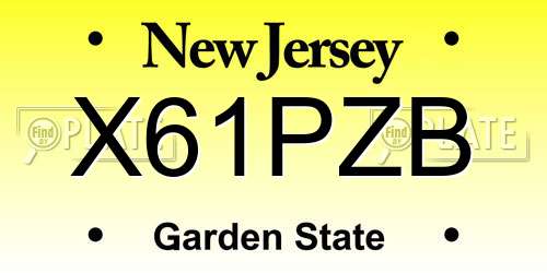 X61PZB New Jersey License Plate