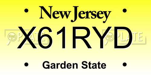 X61RYD New Jersey License Plate