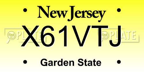 X61VTJ New Jersey License Plate