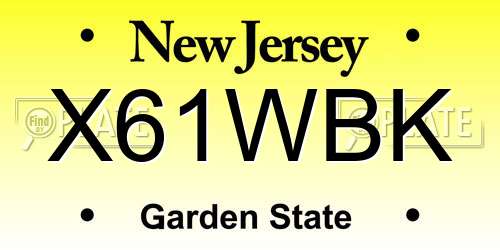 X61WBK New Jersey License Plate