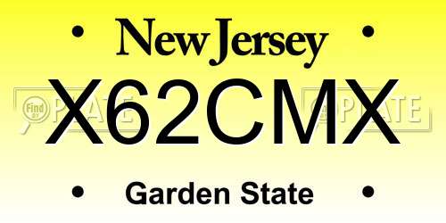 X62CMX New Jersey License Plate