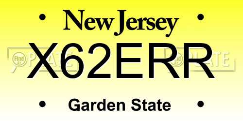 X62ERR New Jersey License Plate
