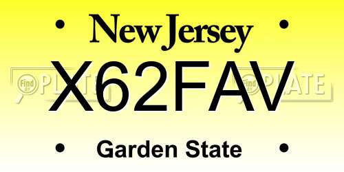 X62FAV New Jersey License Plate