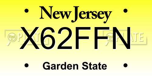X62FFN New Jersey License Plate