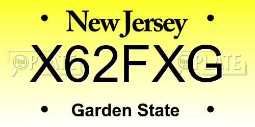 X62FXG New Jersey License Plate